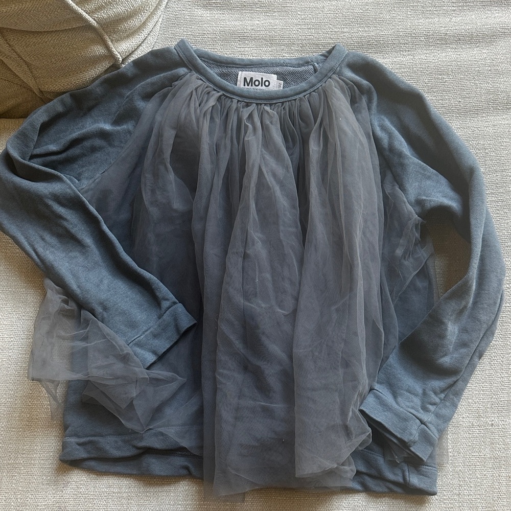 Molo Charcoal Long Sleeve Top with Sheer Overlay
